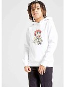 Resim Anime One Piece Baskılı Unisex Çocuk Kapüşonlu Beyaz Sweatshirt (529000626) 