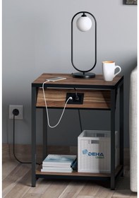 Resim 220Volt Priz + Usb Type-C Şarj Modüllü Koltuk Yanı Yan Sehpa 