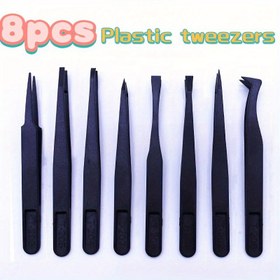 Resim 8 Adet Dayanıklı ABS Plastik Pense Seti - Çok Amaçlı DIY El Alet Seti Telefon Tamiri ve Bahçe İşleri için, Dokulu Tutma Yüzeyli Hassas Zanaat Pansumanlar 