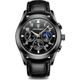 Resim Hanyang 8169 Tüm Siyah L Poedagar Erkekler Izle Spor Kronograf Kuvars Saatler Üst Marka Lüks Tam Çelik Su Geçirmez Aydınlık Tarih Adam Moda Kol Saati (Yurt Dışından) 