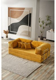 Resim Legom Stil Aktivite Koltuğu Yatak Olabilen Çok Amaçlı Kanepe Hardal Hardal 