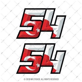 Resim Rfhlm157 Reflektif 54 Numara Sticker 2 Li Set 