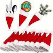 Resim Şenlikli Noel Mutfak Araç Kılıfları - 10/20/30 Parça - Kırmızı ve Beyaz Santa Şapkaları - Tatil Partisi ve Aile Toplantıları için Mükemmel - Dayanıklı Polyesterden Yapılmış - Elektrik Gerektirmez 