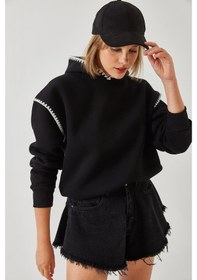 Resim Shade Kadın Kapişonlu Dantel Detaylı Sweatshirt 60601028 - Siyah 