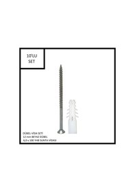 Resim Dübel-vida Seti, Beyaz Dübel 12 Mm, 6,0x100 Yhb Sunta Vidası, 10 Adet 