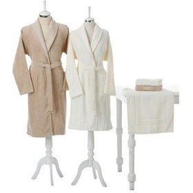 Resim Özdilek Camellia Happy Aile Seti Bornoz Takımı Bej - Krem M-L Krem 