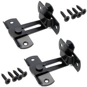 Resim 2 Adet 90 Derecelik Kapı Kilidi, Dik Açılı Kapı Kilidi, Ahır Kapısı Sürgüsü, Ahşap Çit Veya Metal Kapılar İçin Güvenlik Kilidi 