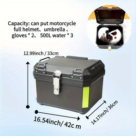 Resim 10 senaryoya uygun, 1 adet 45 litre motosiklet bagaj çantası - dayanıklı PP malzeme, su geçirmez & şok emici reflektif sarı çizgili, kilitlenebilir tokalı ve çıkarılabilir omuz askılı - off-road motorlar ve bisikletler için kolay montaj, macera seyahat ekipmanı | çok fonksiyonlu motosiklet kutusu | şok emici konteyner 