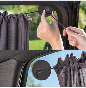 Resim Chuangyinshop Black, Double Row Emic Perde 2 Adet Gri Araç Güneşlikleri, Isı Ve Uv Korumalı, Emicli, Kolay Kurulum 