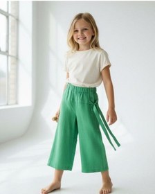 Resim Zekids Kız Çocuk Bol Paça Pantolon-16751 Yeşil 