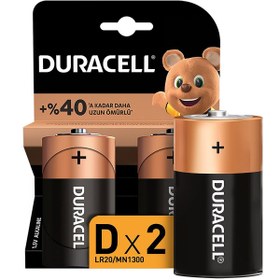 Resim Duracell Alkalin D Büyük Boy Pil 2'li Paket (LR20 \u002F MN1300) 