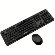 Resim Honeybeeshop Tatlı Kablosuz Retro Klavye Ve Fare Seti Siyah Uzun Pil Ömrü Ayrılabilir Ofis Diğer 
