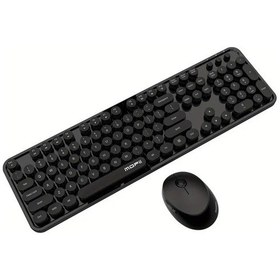 Resim Honeybeeshop Tatlı Kablosuz Retro Klavye Ve Fare Seti Siyah Uzun Pil Ömrü Ayrılabilir Ofis Diğer 