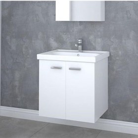 Resim Denko Terra 60 Cm Mdf Beyaz Banyo Dolabı Alt Modül Ve Lavabo 