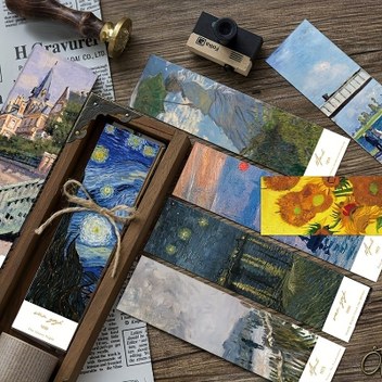 30 adet Klasik Yağlı Boya Sanatı Yer İmleri, Van Gogh Monet Sanat Mesaj Kartları, DIY Dekoratif Küçük Kartlar