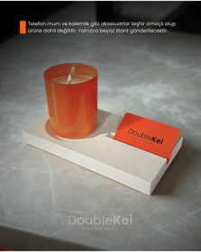 Resim DoubleKei Designworks Masaüstü Kartvizitlik, Telefon Tutacağı, Organizer Beyaz 20.5cm x 11cm x 2cm 
