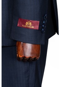 Resim İlayda Emir Luxury, İtalyan Kesim, Slim Fit, Kruvaze, Çizgili, Erkek Takım Elbise Lacivert 