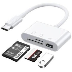 Resim Usb Type C To Sd Microsd Tf Kart Okuyucu Usb 3in1 Çevirici Dönüştürücü Adaptör 