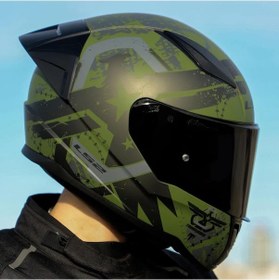 Resim Şeffaf + Siyah Vizörlü + Yarış Spoiler + Ls2 Rapid 2 Thunder Birs Race Kapalı Motosiklet Kaskı Mat Yeşil - Siyah 