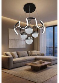 Resim Arya Xl 4 Top Şeker Siyah Modern Salon Sarkıt Led Avizesi Siyah 