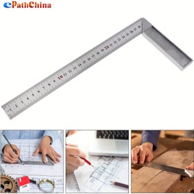 Resim 300mm Alüminyum Alaşımlı Sağ Açı Kare Cetvel, Kalın Saplı, 0.1mm Ölçüm Hassasiyeti, 304 Paslanmaz Çelik, Şarj Edilmemiş, Pil Yok, ePathChina 