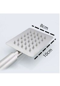 Resim Ahlez Inox 304 Paslanmaz Çelik Kare Tepe El Duş Seti 20x20 Cm Krom 