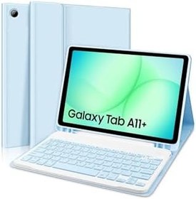Resim m.tk moveteck Samsung Galaxy Tab A11+ ile Uyumlu Bluetooth Klavyeli Kılıf, SM-X230, Mavi, Kalem Bölmeli 