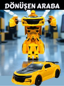 Resim YILDIRIM OYUNCAK Transformers Arabaya Dönüşen Çek Bırak Robot Sarı Oyuncak Araba 
