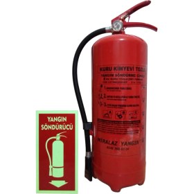 Resim Miralaz Ticaret Yangın Tüpü 6 kg Kuru Kimyevi Tozlu Levhalı 4 Askı Aparatlı 