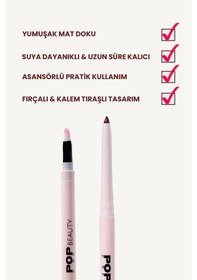 Resim Pop Beauty Dudak Kalemi, Suya Dayanıklı, Asansörlü, Waterproof Lıplıner- Out Of Office 8684415590152 Kızıl Kahve 