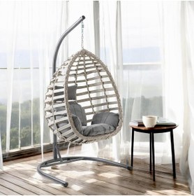 Resim Capri Swing Gümbet Tekli Rattan Bahçe Salıncağı | Balkon Salıncağı 