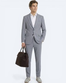 Resim Mavi Çizgili Modern Fit Yün Karışımlı Takım Elbise - STD / STD 