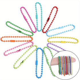 Resim 100 Adet Karışık Renkli Demir Boncuk Anahtarlıklar - Yuvarlak Boncuk Zincirleri, Top Bağlantı Elemanları & Anahtar Halkaları ile DIY Takı Yapım Kiti 