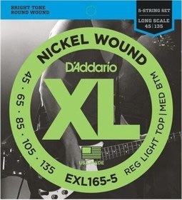 Resim D Addario Exl165-5 Bas Gitar Tel Seti 5 Telli, Xl Nickel Wound, 45-105, Long Scale 