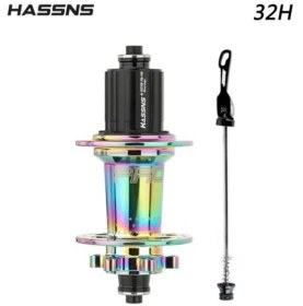 Resim Hassns Pro 7 Rainbow Bisiklet Göbek Seti Arka Kaset Göbek Seti 32 Delik 6 Vida Qr Mandal 