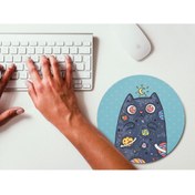 Resim WuW Gezegen Kedi Yuvarlak Kaymaz Taban Mouse Pad 