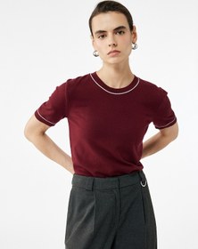 Resim Koton Kısa Kollu Bisiklet Yaka Triko Kazak Bordo 6wak90254ht Bordo 