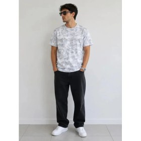 Resim Civetta Erkek Batik Desenli Tişört Bisiklet Yaka Kısa Kol Regular Fit T-Shirt - Gri 