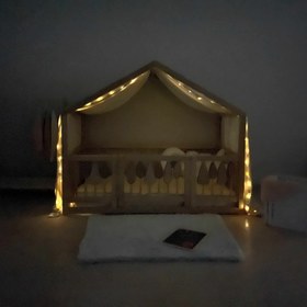 Resim 100% Muslin Cotton Canopy For Woodland House Montessori Bed - US Queen / Mustard 