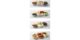 Resim Şık Tasarımlı 3 Bölmeli Cam Kahvaltılık – 27X15 cm Dayanıklı Servis Tabağı, Çok Bölmeli Sunum Kabı, Çizgili Desen Modern Cam Meze ve Atıştırmalık Tabağı 