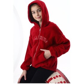 Resim Toontoy Kız Çocuk Peluş Hırka Bordo 