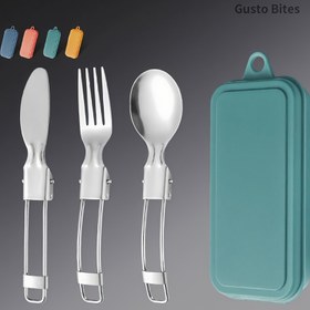 Resim 3 Parça Paslanmaz Çelik Katlanır Bıçak, Çatal & Kaşık Seti - Taşınabilir, Parlak Yüzeyli, Noel, Paskalya, Babalar Günü ve İşçi Bayramı için Uygun, 3'ü 1 Arada Katlanabilir Kamp Çatal-Bıçak Takımı, Kompakt Kamp ve Seyahat Eşyaları, Doğa Yürüyüşü, Piknik ve Barbekü İçin İdeal 