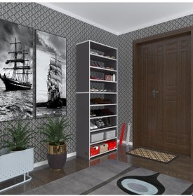 Resim Kenzlife Ayakkabılık Goya Gri 180 70 30 Arkalıksız Ayakkabı Ofis Dolabı İki Bölme 