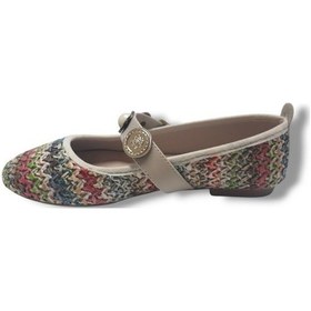 Resim Markopark 154-25 Hasır Örgülü İnci Tokalı Kadın Babet Çok Renkli 