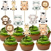 Resim Orman Temalı Doğum Günü Partisi'nde Cupcake'ları Süslemek İçin 42'li Çizgi Film Yaban Hayvanı Süsleri Seti (Kurt, Fil ve Maymun Dahil). Cadılar Bayramı, Noel Etkinliği ve Parti Malzemeleri Cadılar Bayramı & Noel 