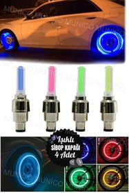 Resim Munico 4 Adet Araba, Motosiklet ve Bisiklet İçin LED Tekerlek Işıkları Bisikletinizin Tekerlekleriyle 