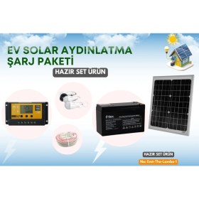 Resim Güneş Enerji Paneli 3 Adet 10W Lamba ve Telefon Şarj Cihazı 