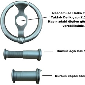 Resim HOMDEP Dürbünlü Çelik Kapı Halka Model Taktak Tokmağı Delik Çapı 2,5cm Renk: Saten 