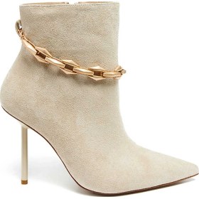 Resim Bestello Ince Topuklu Neolit Taban Topuklu Bot 281-8012 Kadın Bot Bej Suet 