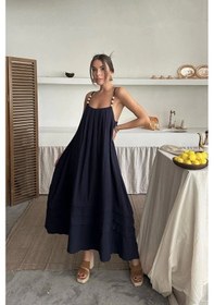 Resim Defymoda Lacivert Askılı Müslin Elbise Lacivert 